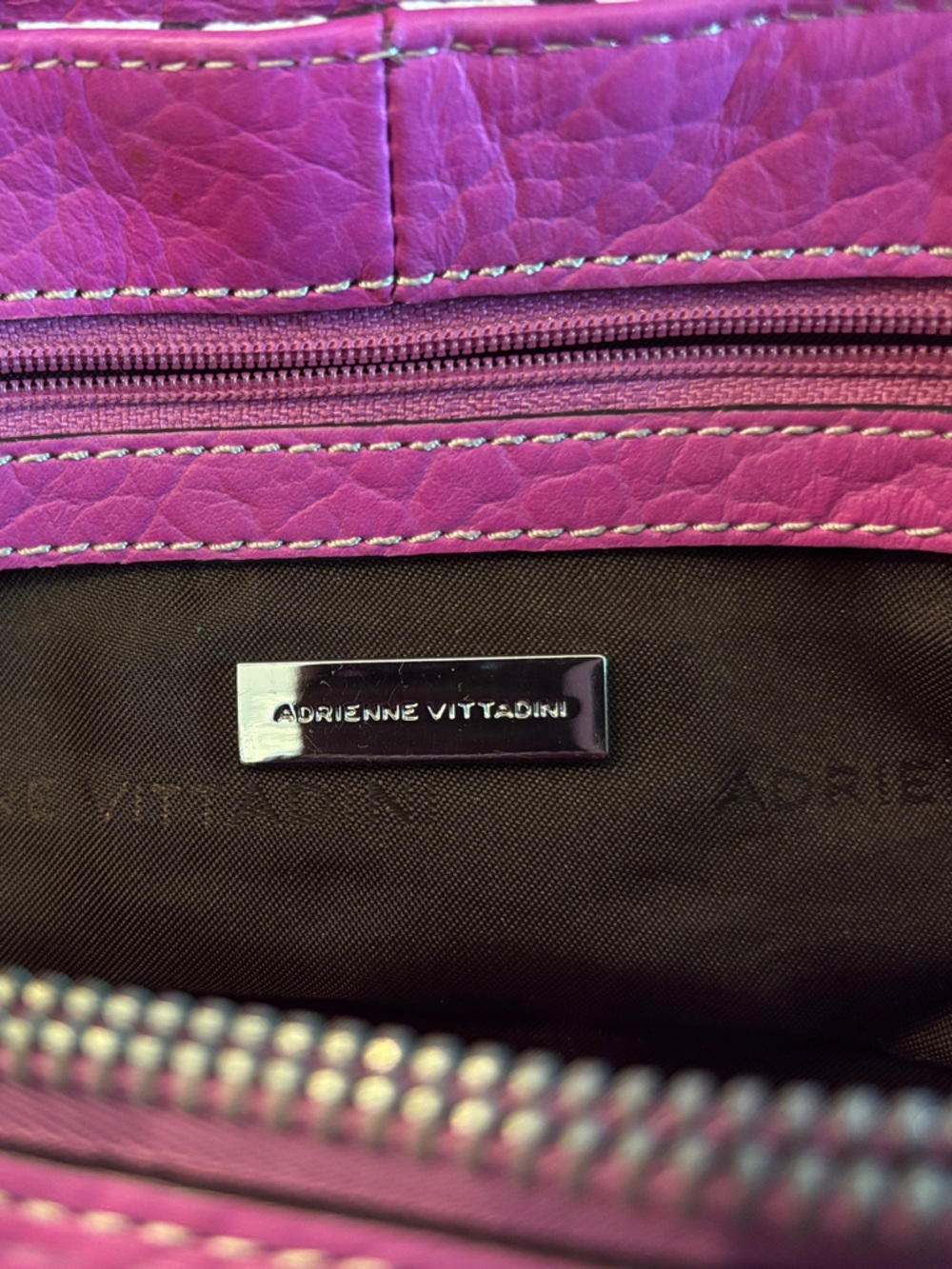 Zebra Print Adrienne Vittadini Satchel with Magenta Trim - Picture 2 of 5